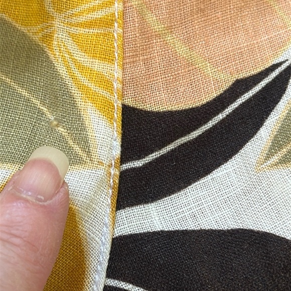 Rachel Zoe Linen Shorts Floral Hawaiian Print Comfy Elastic Waist Beaded Tie M - Picture 10 of 11